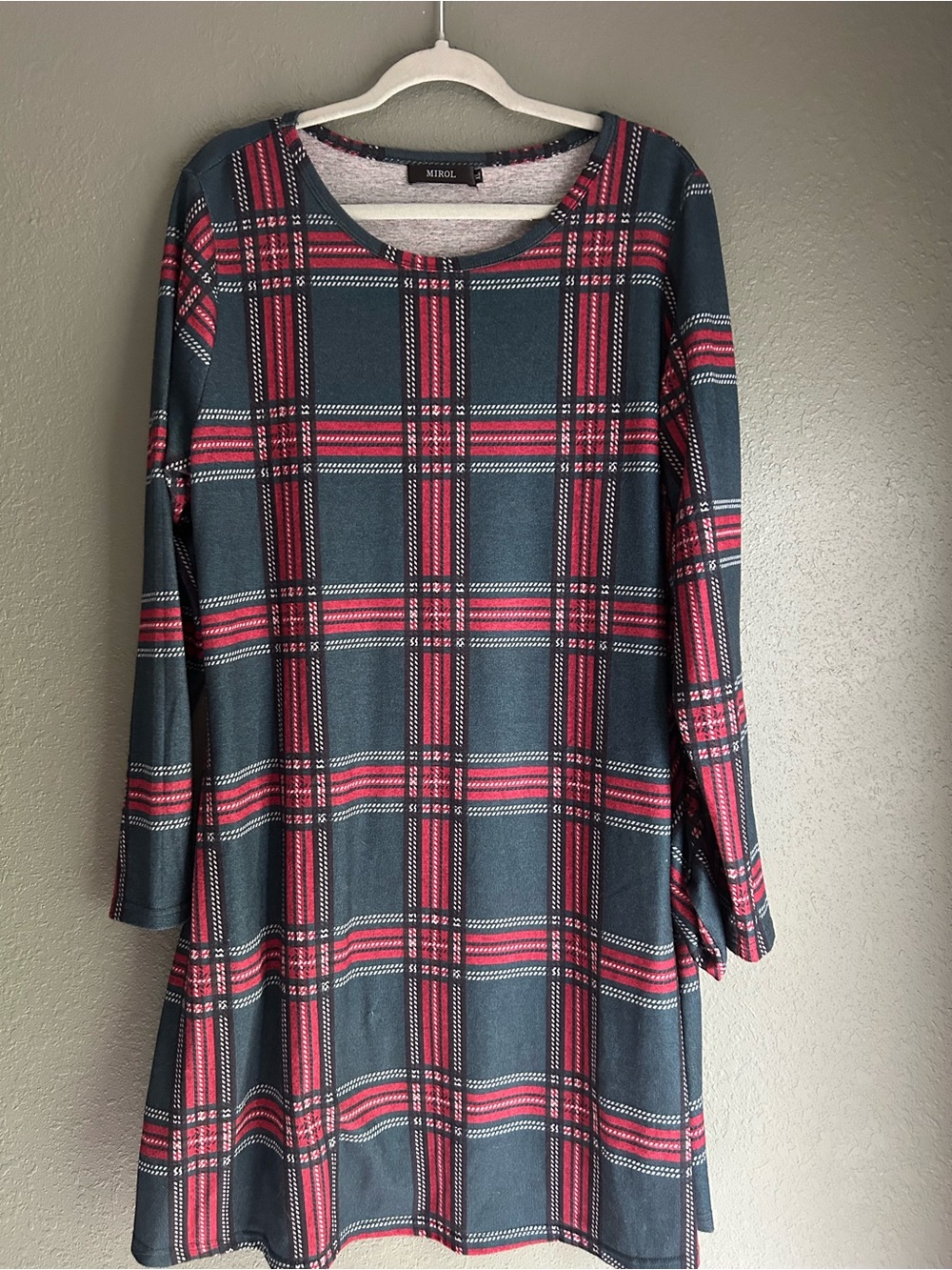 MIROL Women's  Red, White & green Plaid Tunic Dress #plaid #tunic